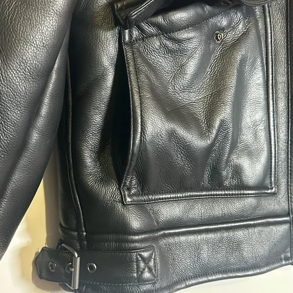 Zara Black Leather Jacket with Tan Faux Fur Collar - Picture 4 of 12